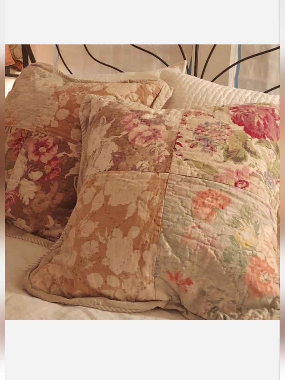 Pottery Barn Carolina Floral Patchwork Euro Pillow Shams
